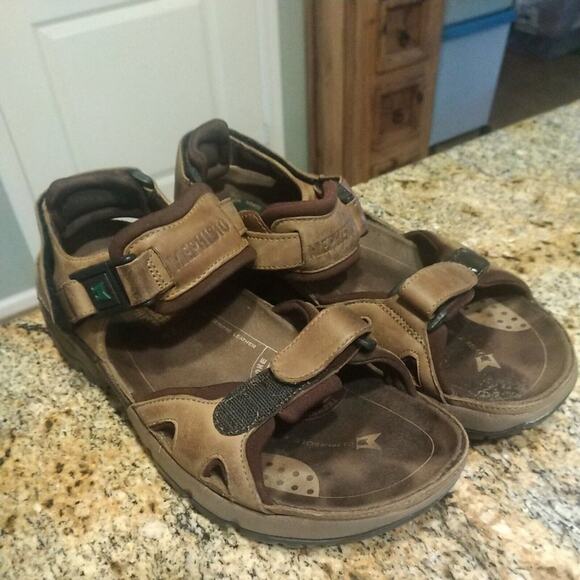 Mephisto Shark Brown Leather Anatomical Shock Absorbing Sandals Sz 43/ 9.5 - Picture 6 of 12